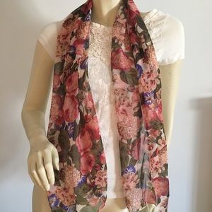 Sheer floral scarf, headwrap, sash